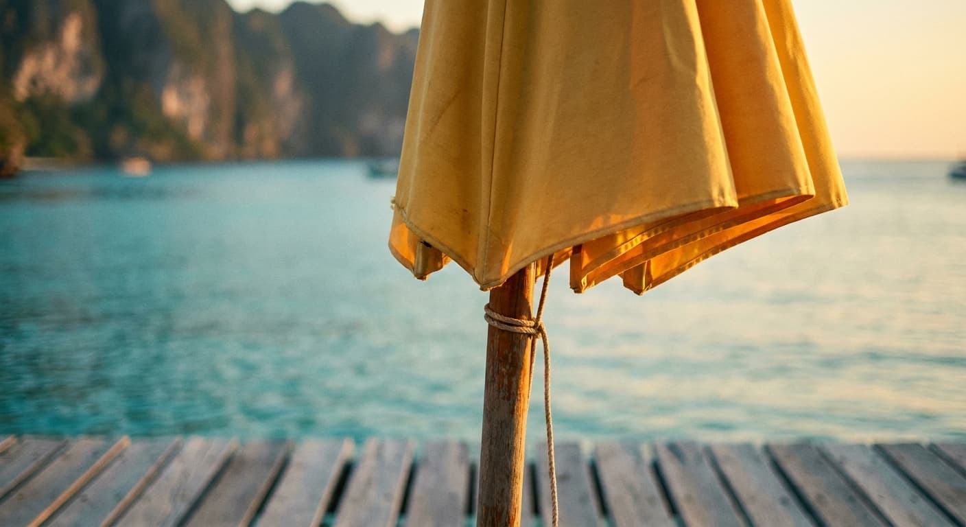 The yellow Joyride umbrella at Hondoq Bay