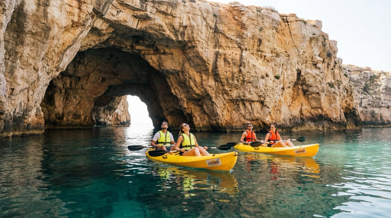 Tour guidé en kayak : grottes et Blue Lagoon